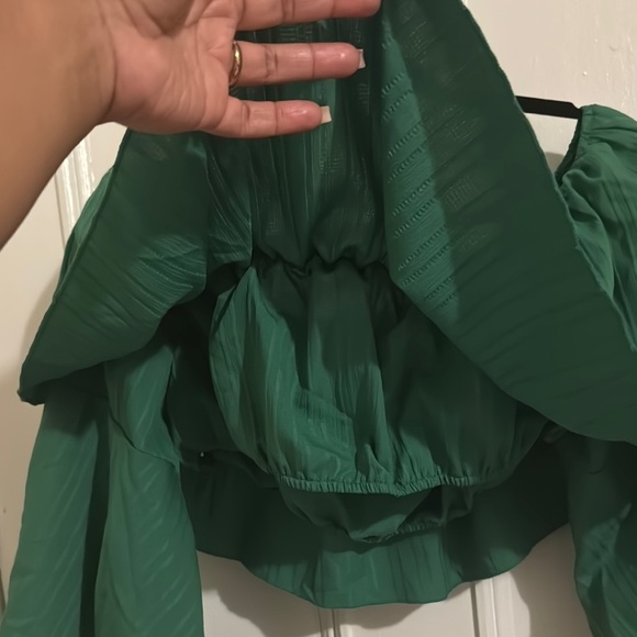 Green Off-Shoulder Ruffle Top - Picture 2 of 5